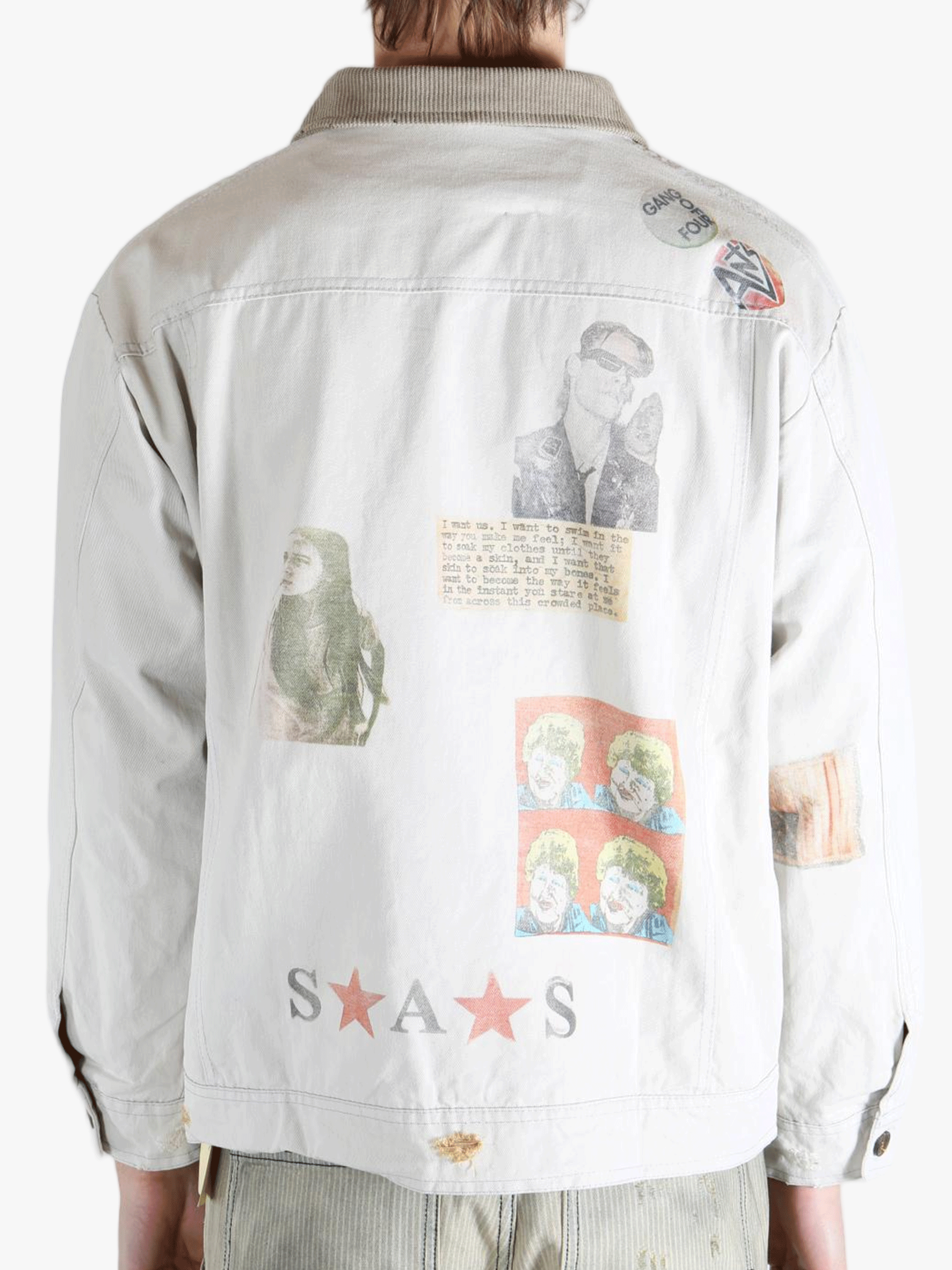 Grey jacket worn by a person, showing the jacket's fit