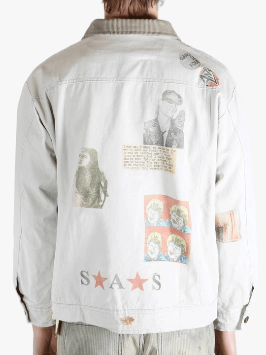 Grey jacket worn by a person, showing the jacket's fit