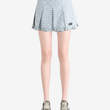 Blue skirt, full body view