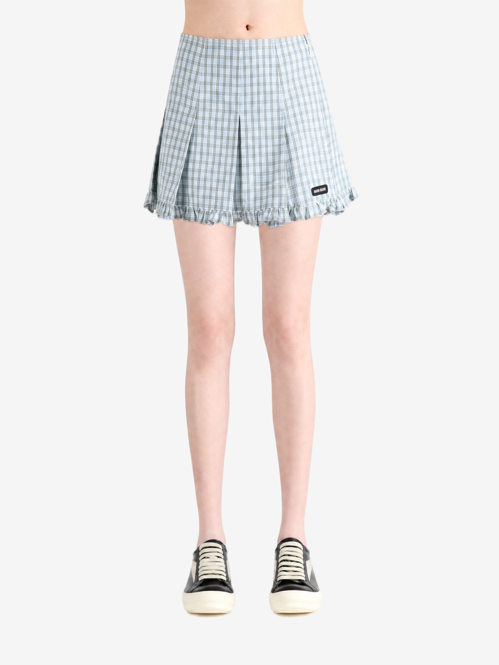 Blue skirt, full body view