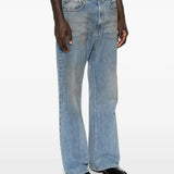 Blue pants, full body view