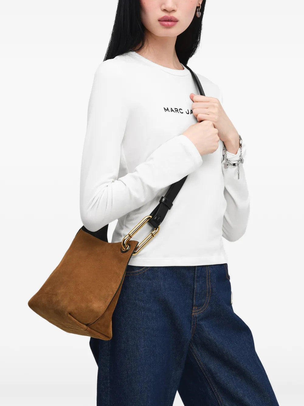 Brown bag worn by a person, showing the bag fit