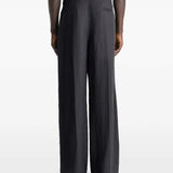 Black pants worn by a person, showing the pants fit