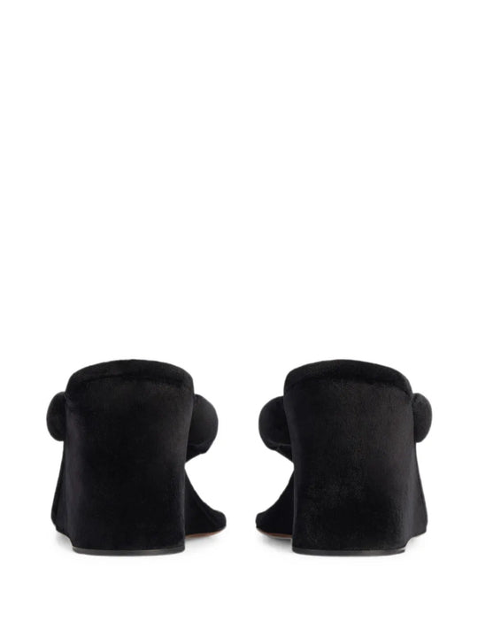 Black sandals, back view