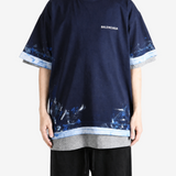 Navy t-shirt, full body view