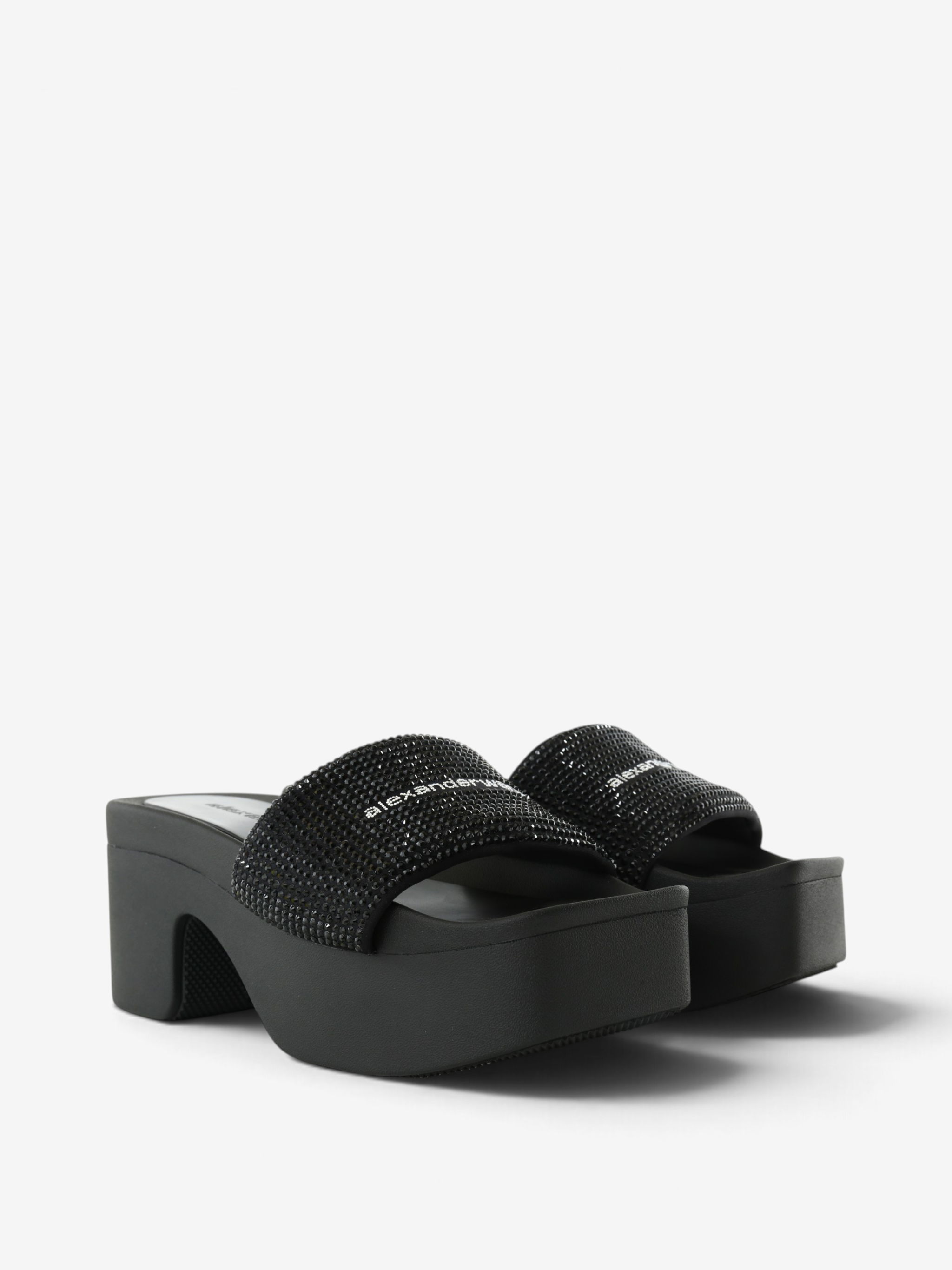 Black sandals, front view