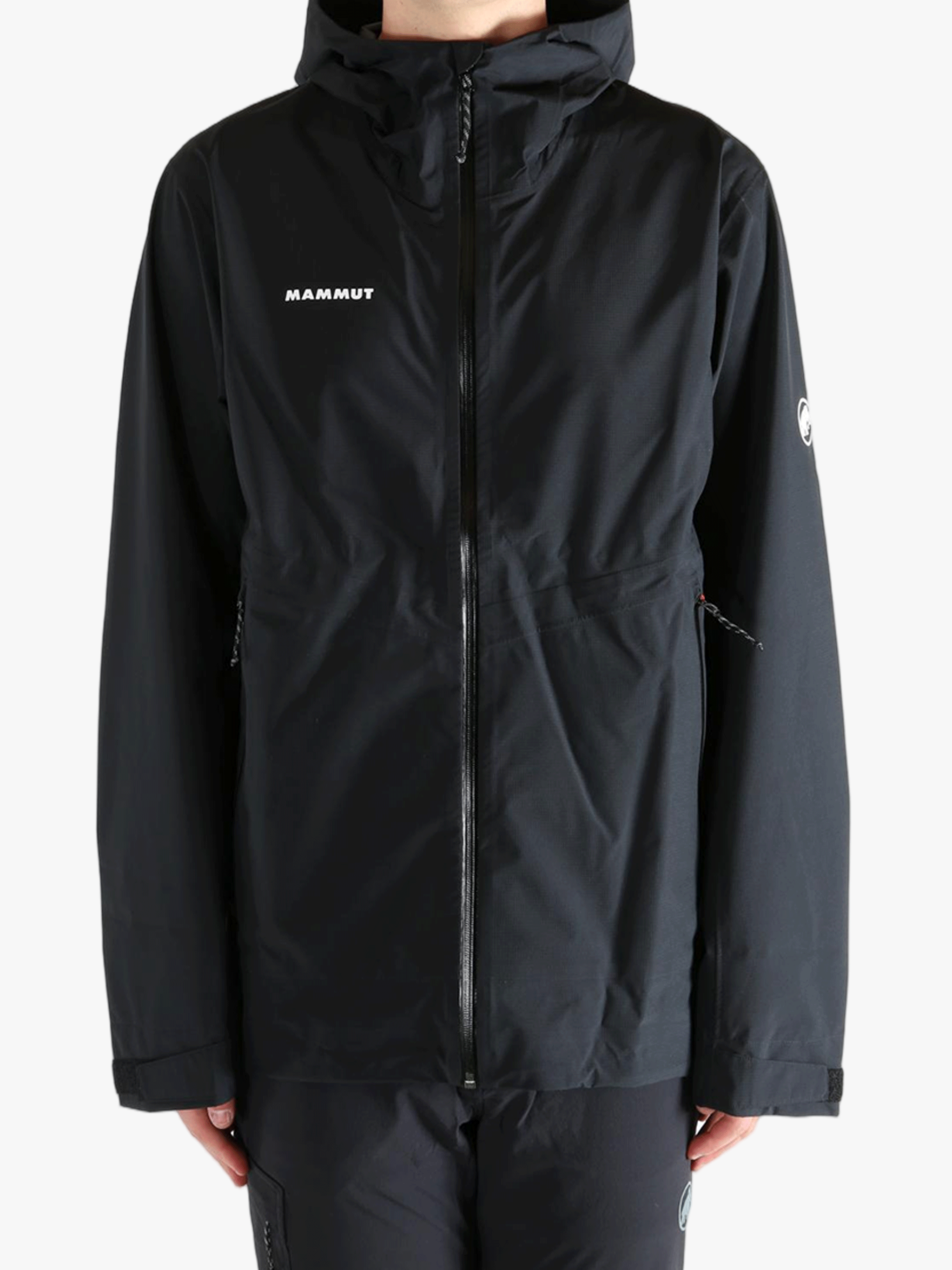 Black jacket worn by a person, showing the jacket fit