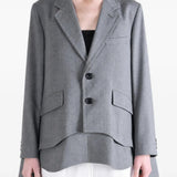 Grey jacket worn by a person, showing the jacket fit