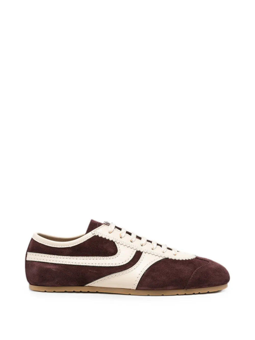 Burgundy shoes, side view