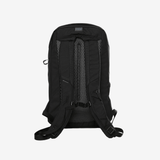 Black backpack, back view