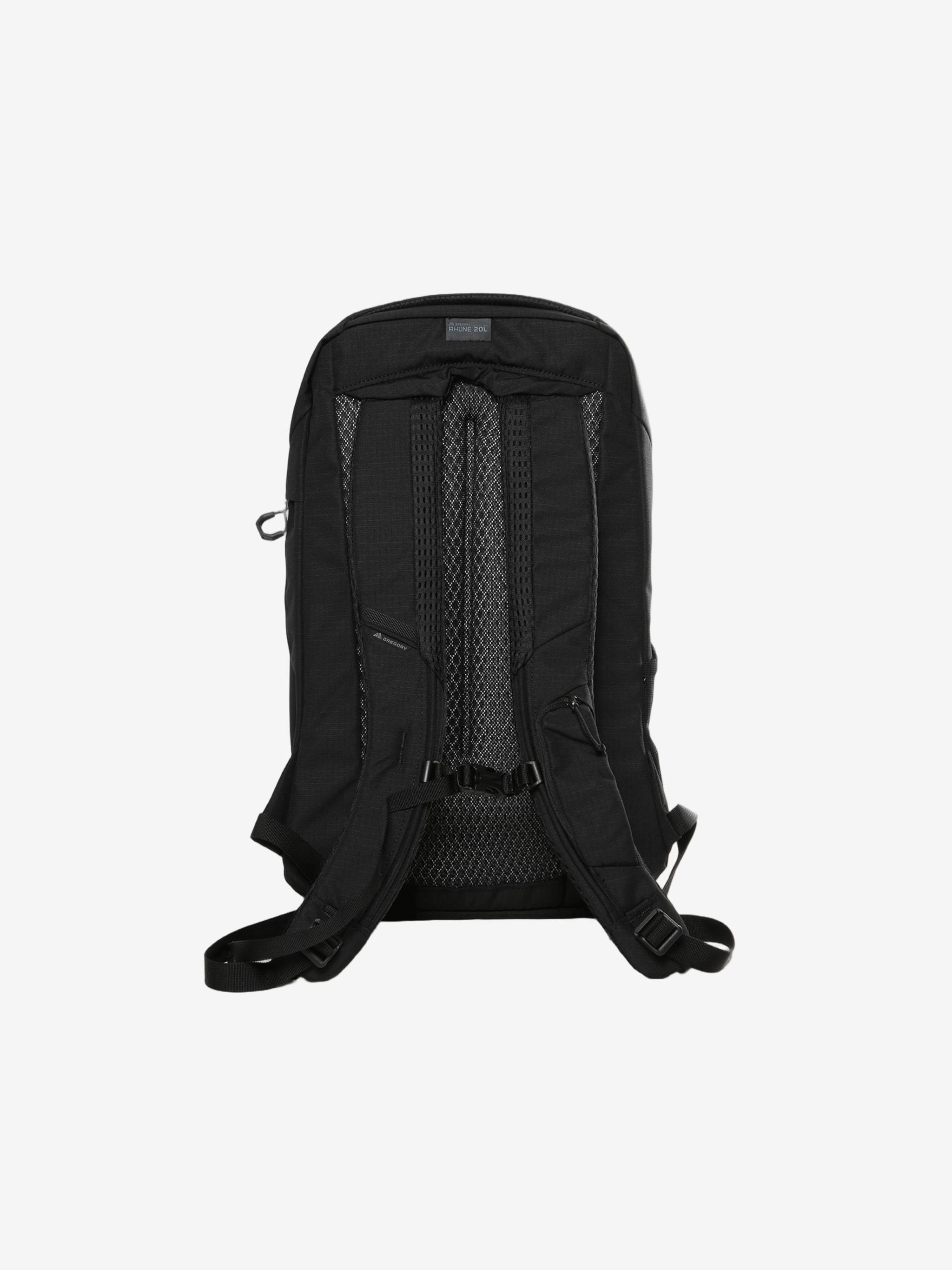 Black backpack, back view