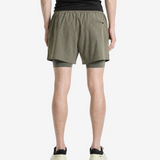 Green shorts, full body view