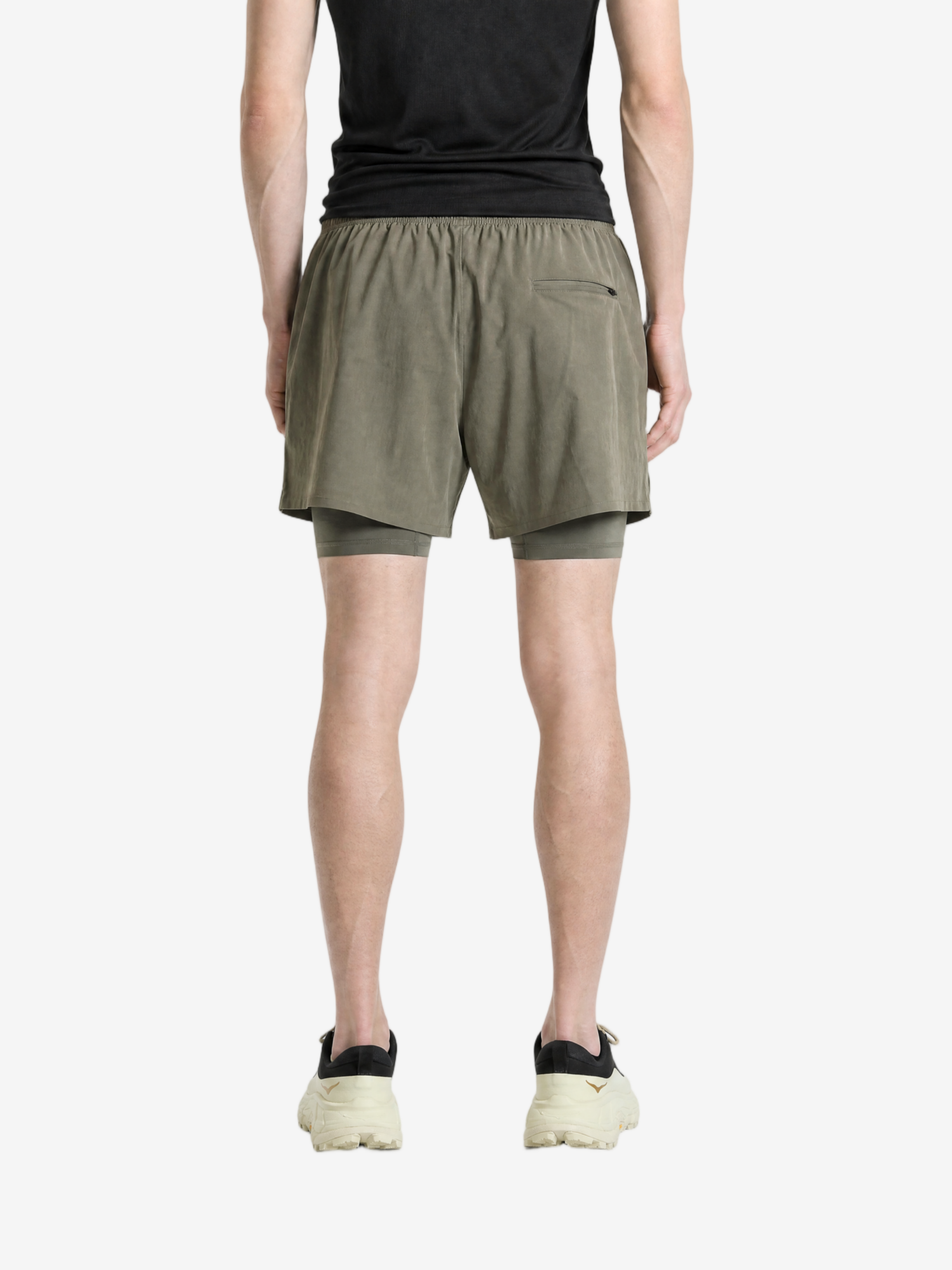 Green shorts, full body view