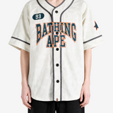 A BATHING APE - Men Solid Camo Multi Logo Baseball Short Sleeve Shirt