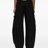 black jeans,worn by a person, showing the  jeans fit