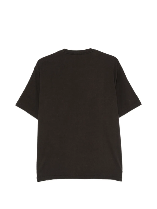 Black t-shirt, back view showing relaxed fit
