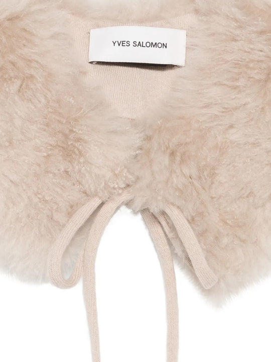Close up of Tan scarf, showing detail