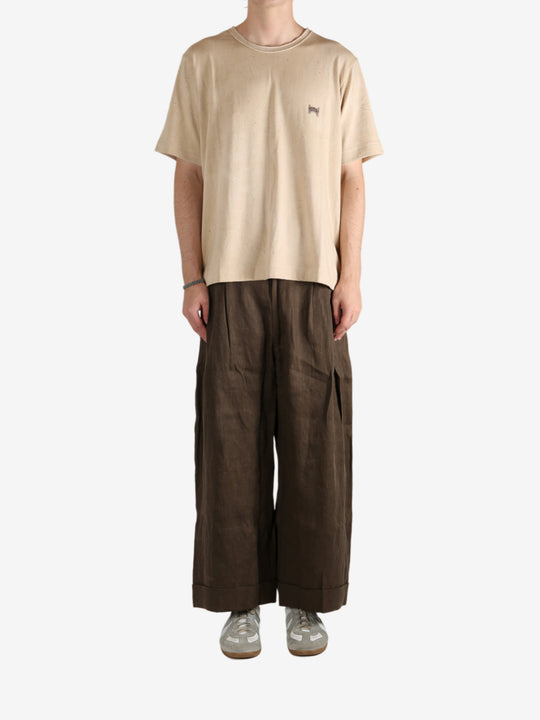 Tan t-shirt, full body view