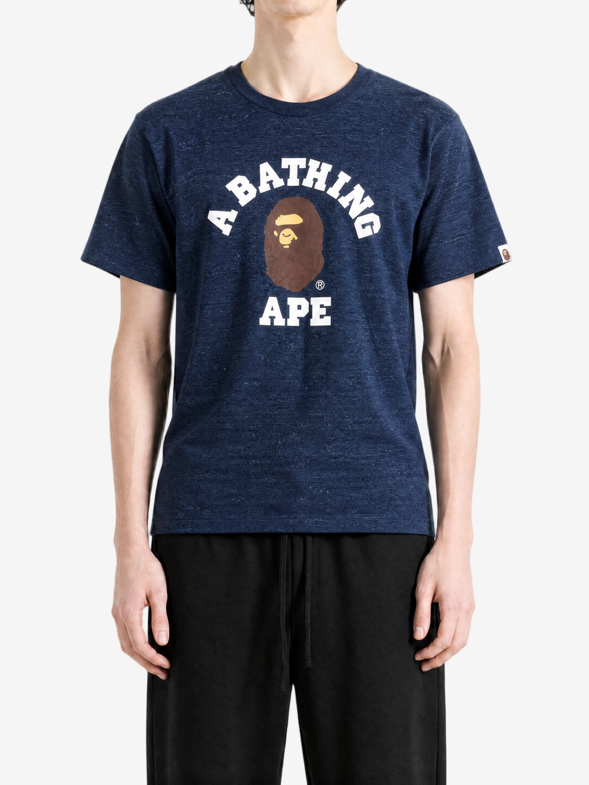Navy t-shirt, full body view