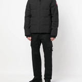 worn by a person, showing the black jackets-coats fit