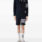 Navy shorts, full body view