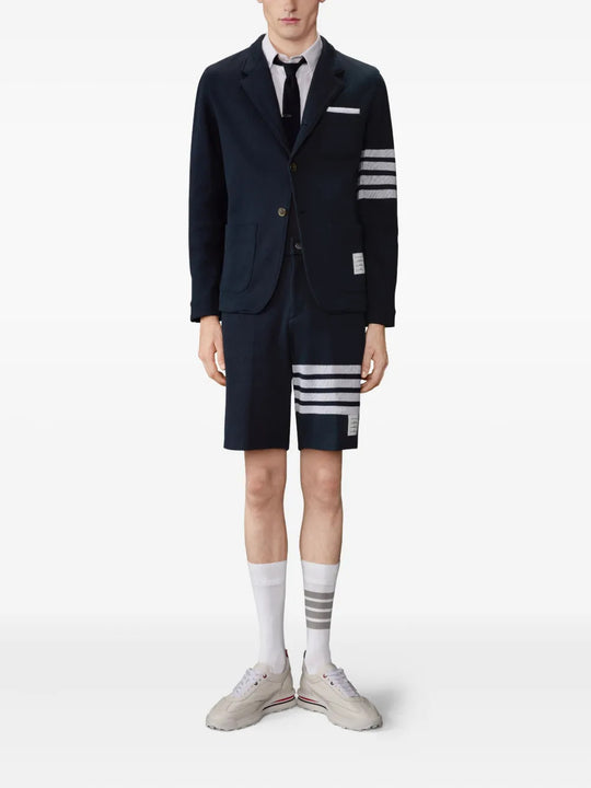 Navy shorts, full body view