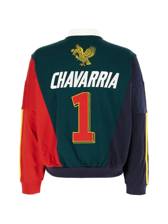 Green hoodie, back view