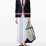 THOM BROWNE - Women V Neck Elongated RWB Stripe Cardigan
