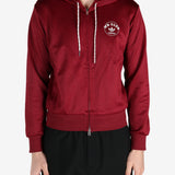 Red Hoodie worn by a person, showing the Hoodie fit