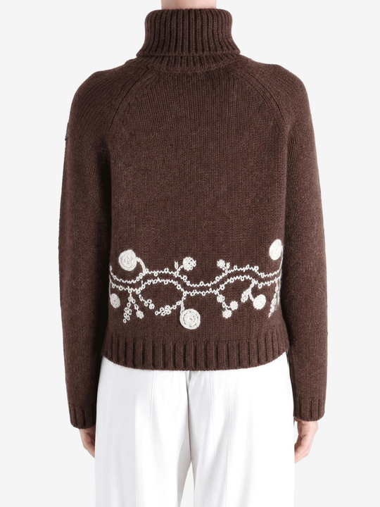 Brown knitwear, full body view