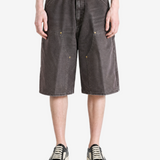 Grey shorts, full body view
