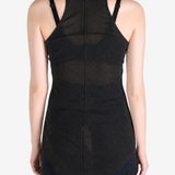 Black top worn by a person, showing the top fit