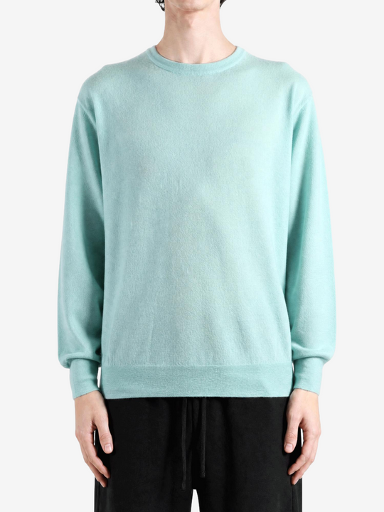 Green knitwear, full body view