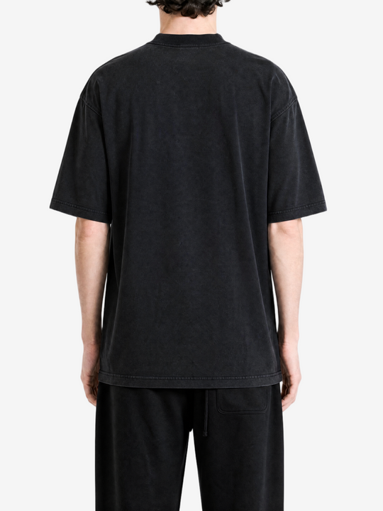 Black t-shirt, full body view