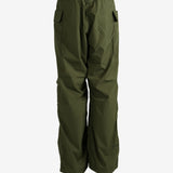 Green pants worn by a person, showing the pant’s fit