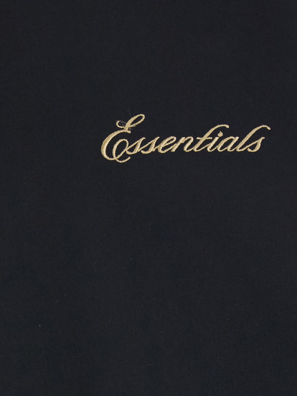 Close up of black jacket, showing texture of the cotton fabric