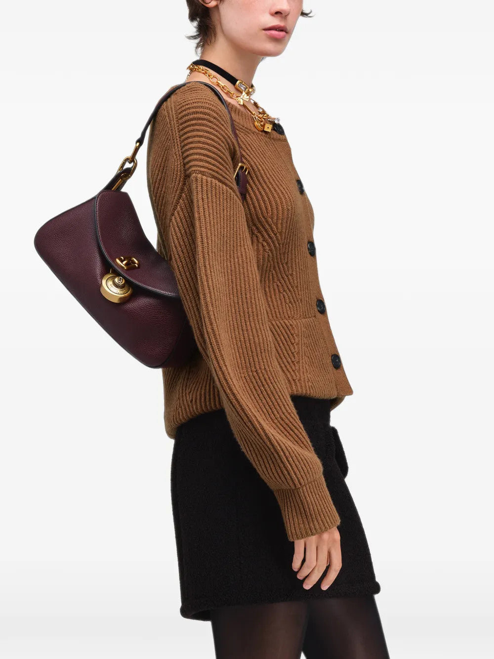 Burgundy bag, front view