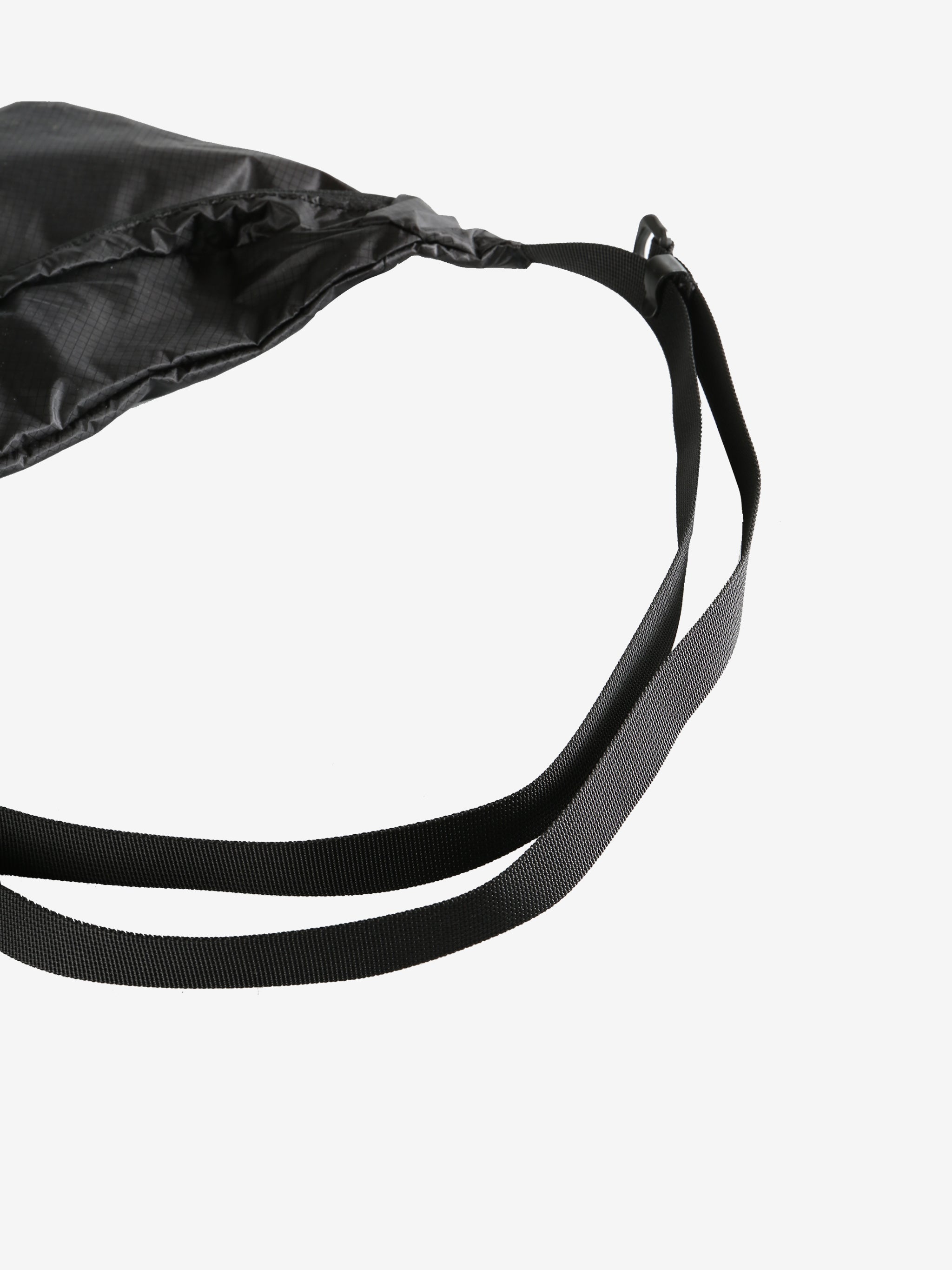 Close up of black bags, showing texture of the nylon fabric