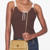Tan bag, front view