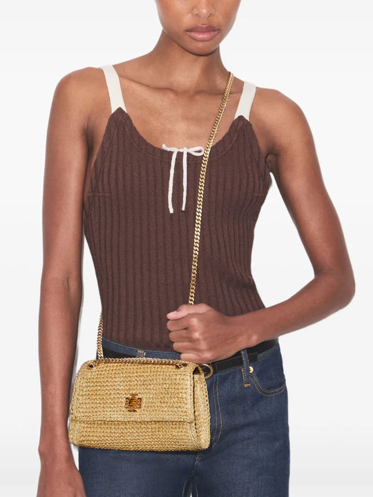 Tan bag, front view