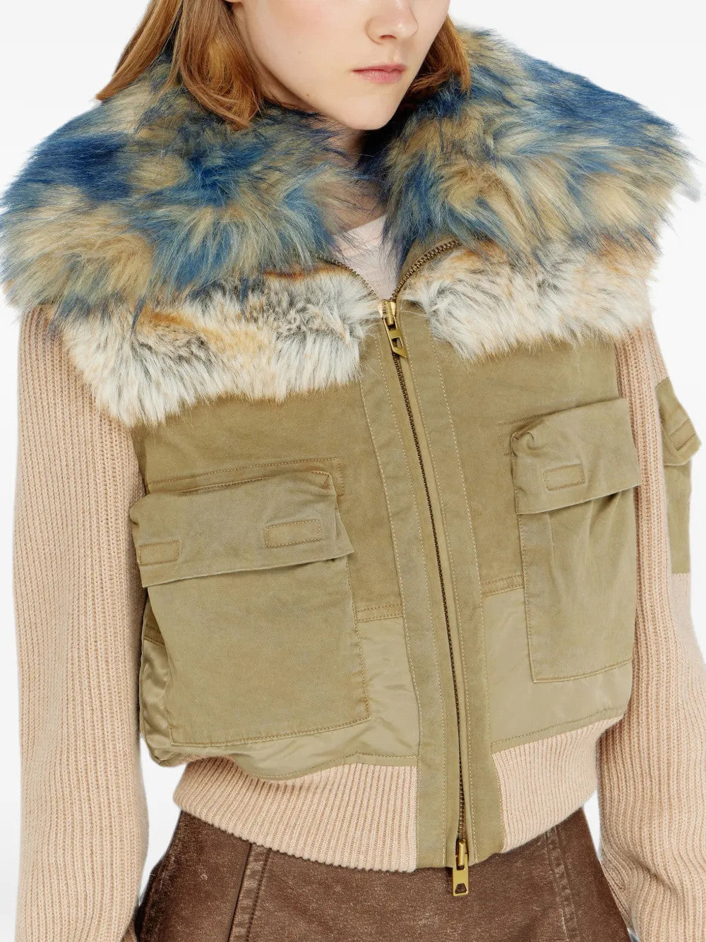 Tan jacket worn by a person, showing the jacket fit