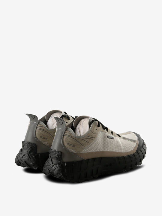 Tan sneakers, back view