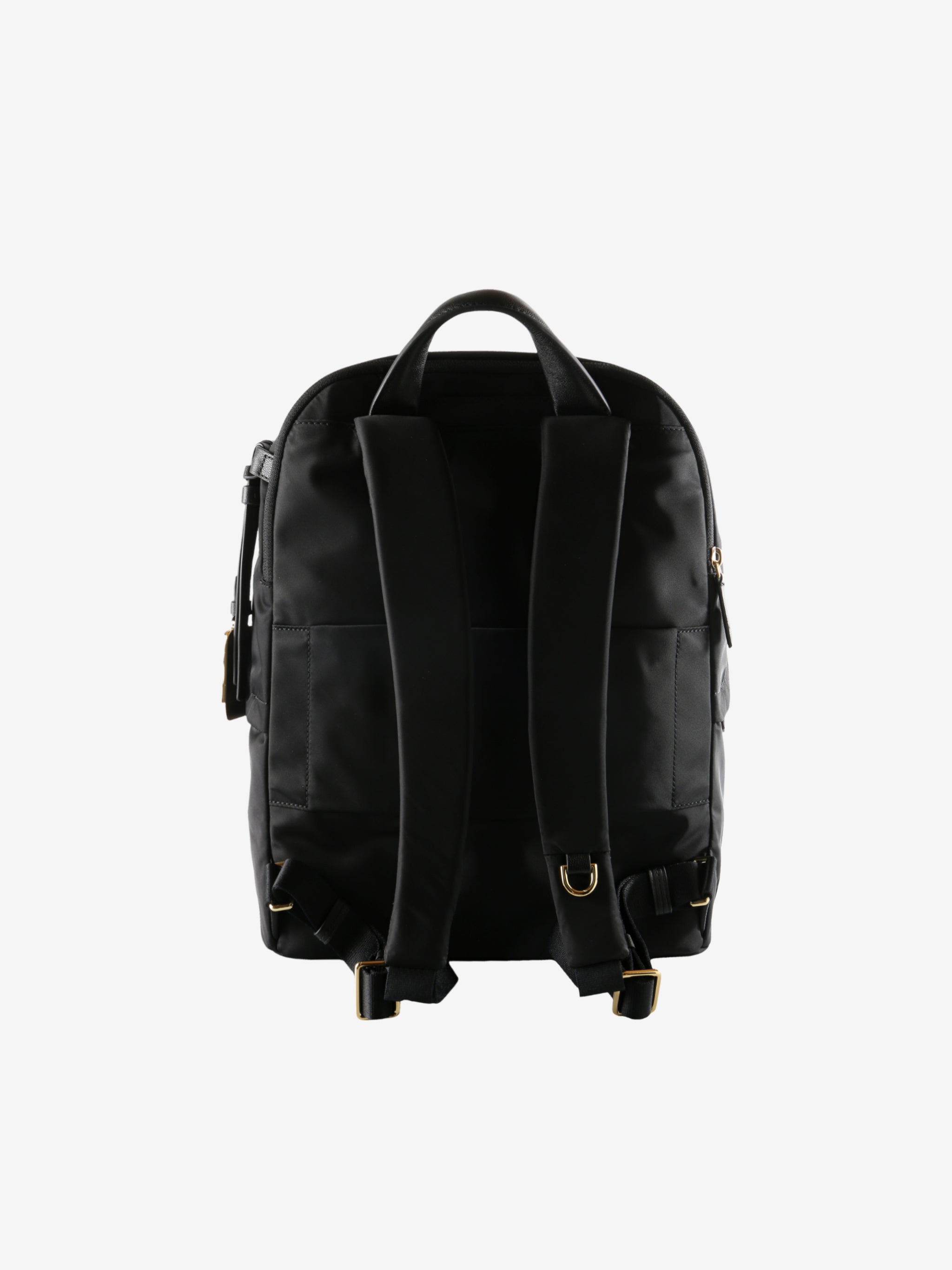 Black backpack, back view