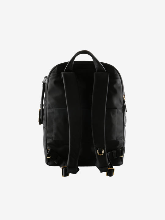 Black backpack, back view