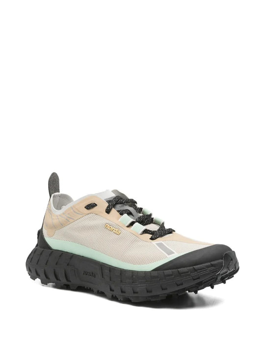 Tan sneaker, side view