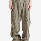 Green jeans, full body view