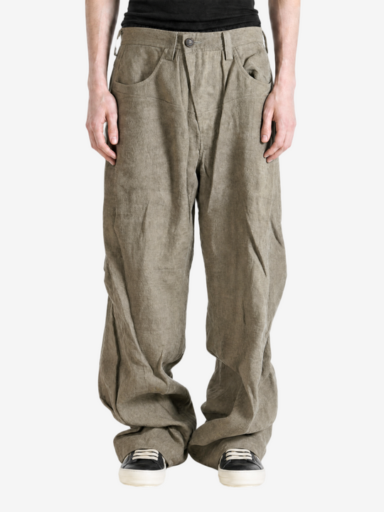 Green jeans, full body view