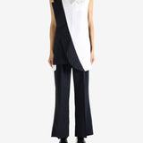 Navy dress, full body view