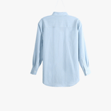 Blue shirt, back view
