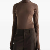 Brown top, full body view